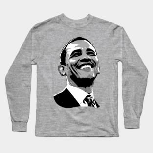 Barack Obama Smile Grayscale Pop Art Long Sleeve T-Shirt